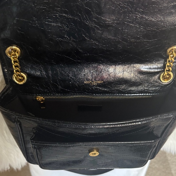 Saint Laurent Black Quilted Leather Shoulder Bag with Gold Chain. - Picture 12 of 16